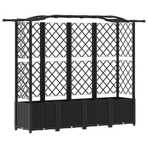 vidaXL Podniesione ł&oacute;żko z kratką i dachem Czarny 204 x 40 x 138 cm PP