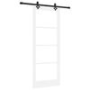 vidaXL Drzwi przesuwne Biały 83 x 211 cm Lite drewno sosnowe i szkło