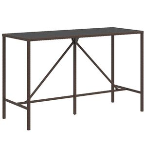 vidaXL Stolik barowy ze szklanym blatem, brązowy, 180x70x110 cm