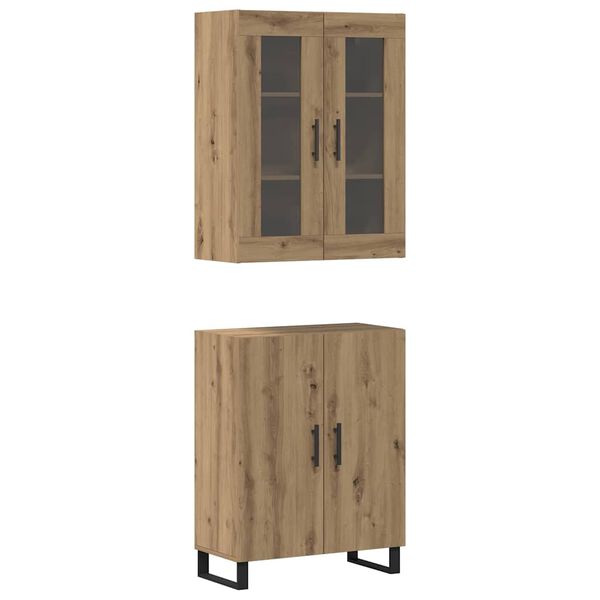 vidaXL Highboard 2 pcs dąb artisan Materiał drewnopochodny