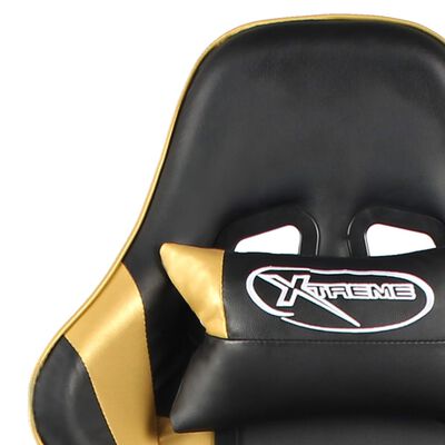 vidaXL Obrotowy fotel gamingowy, złoty, PVC