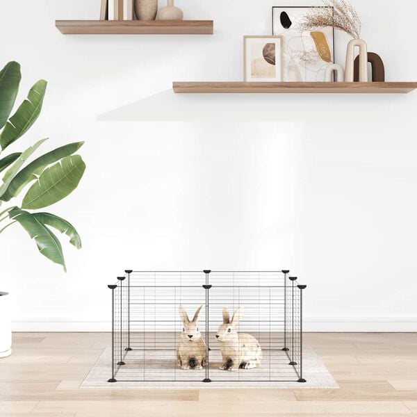 vidaXL Klatka dla zwierząt 8-panelowa, czarna, 35x35 cm, stalowa