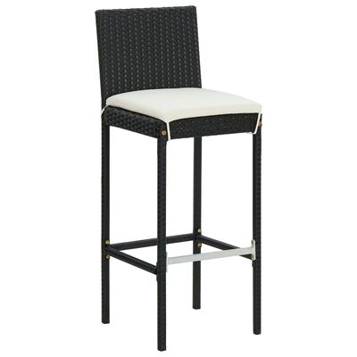 vidaXL Krzesła barowe z poduszkami, 6 szt., czarne, polirattan
