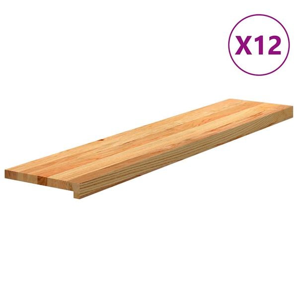 vidaXL Stopnie schodowe, 12 szt. brązowe 120x25x2cm lite drewno dębowe