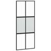 vidaXL Drzwi przesuwne, czarne, 90x205 cm, szkło hartowane, aluminium
