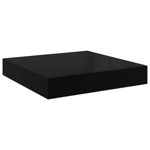 vidaXL P&oacute;łka ścienna, czarna, wysoki połysk, 23x23,5x3,8 cm, MDF