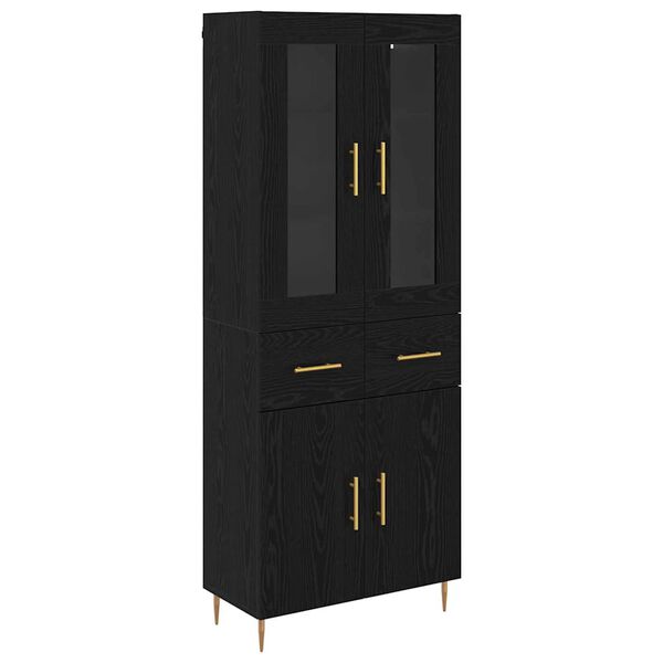 vidaXL Highboard z szufladą 2 pcs Czarny Dąb Materiał drewnopochodny