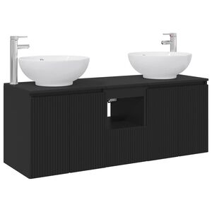 vidaXL Zestaw Szafek Łazienkowych 3 szt. Czarny 129 x 44,5 x 80 cm