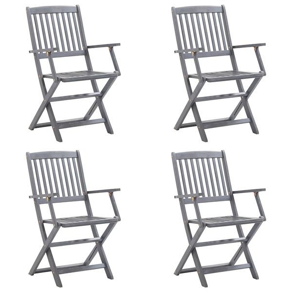 vidaXL Składane krzesła ogrodowe, 4 szt., poduszki, drewno akacjowe