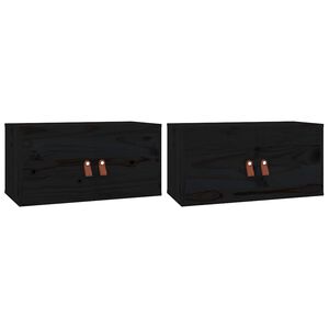 vidaXL Szafki ścienne, 2 szt, czarne, 60x30x30 cm, lite drewno sosnowe
