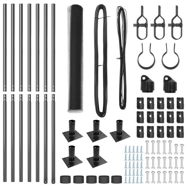 vidaXL Słupek ogrodzeniowy. Szary 10 x 0,8 m (siatka 13 mm) Stal i PVC