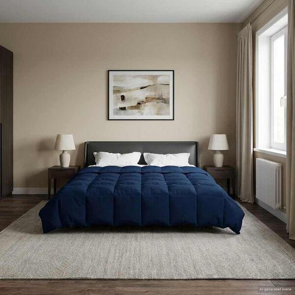 vidaXL Zimowa Kołdra Ciemnoniebieski 200 x 220 cm Mikrofibra