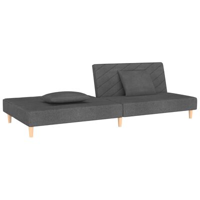 vidaXL 2-osobowa kanapa, 2 poduszki, ciemnoszara, tapicerowana tkaniną