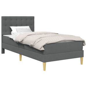 vidaXL Rama ł&oacute;żka z materacem ciemnoszary 80 x 200 cm tkanina