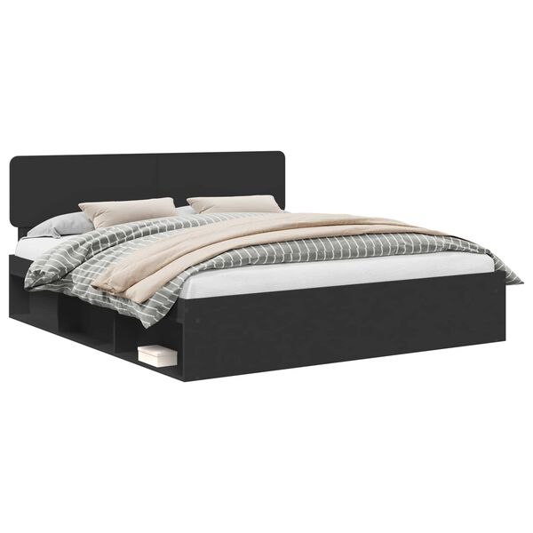 vidaXL Ramka ł&oacute;żka Czarny 200 x 200 cm Lite drewno sosnowe