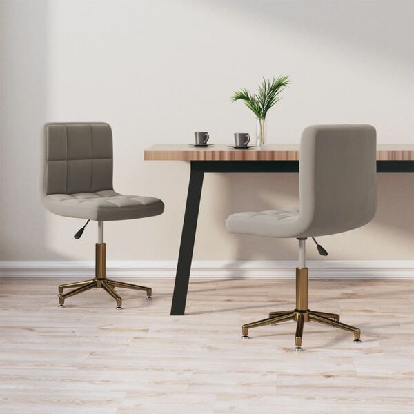 vidaXL Obrotowe krzesła stołowe, 2 szt., jasnoszare, aksamitne