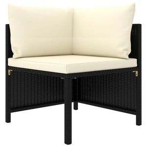 vidaXL Narożna sofa modułowa z poduszką, polirattan, czarna