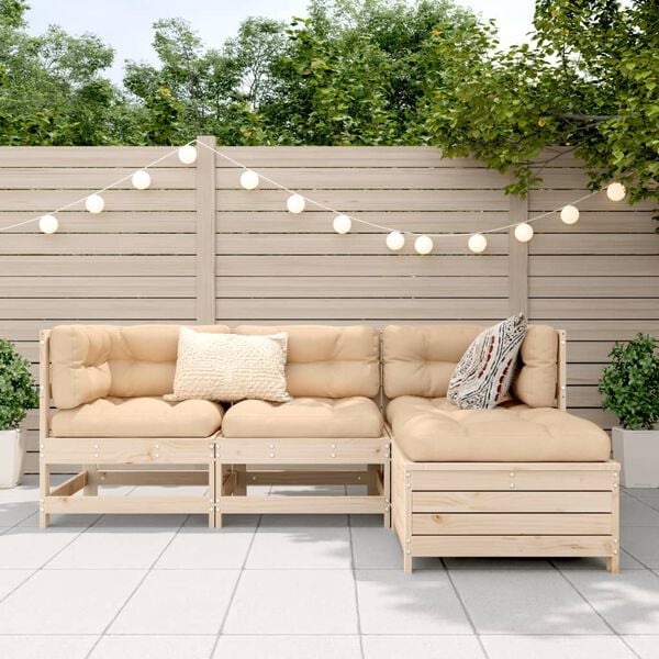 vidaXL 4-cz. zestaw wypoczynkowy do ogrodu, lite drewno sosnowe