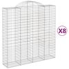 vidaXL Kosze gabionowe, 8 szt, 200x50x200/220 cm, galwanizowane żelazo