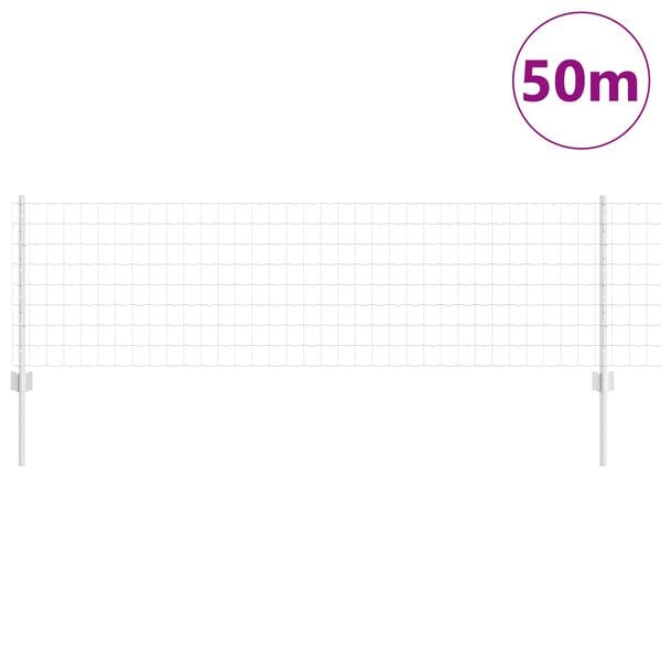vidaXL Ogrodzenie z słupkiem Srebrny 0,6 x 50 m Stal