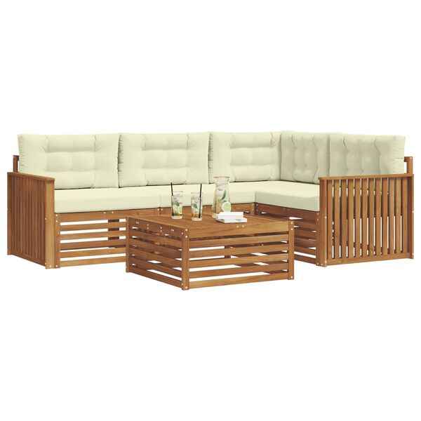 vidaXL Zestaw sof na zewnątrz z poduszką 5 pcs Naturalny i Kremowy