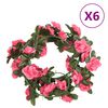 vidaXL Świąteczne girlandy kwiatowe, 6 szt., czerwony róż, 240 cm