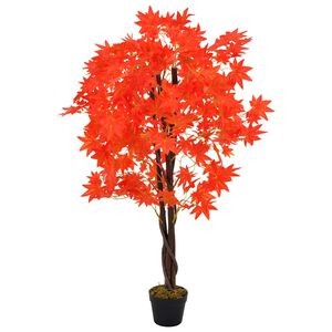 vidaXL Sztuczny klon z doniczką, czerwony, 120 cm