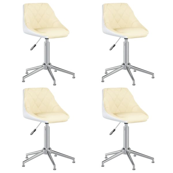 vidaXL Obrotowe krzesła stołowe, 4 szt., kremowo-białe, sztuczna sk&oacute;ra
