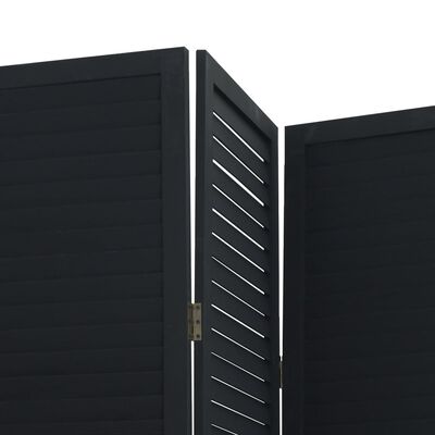 vidaXL Parawan pokojowy, 3-panelowy, czarny, lite drewno paulowni