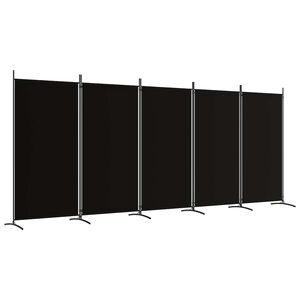 vidaXL Parawan 5-panelowy, czarny, 433x180 cm, tkanina