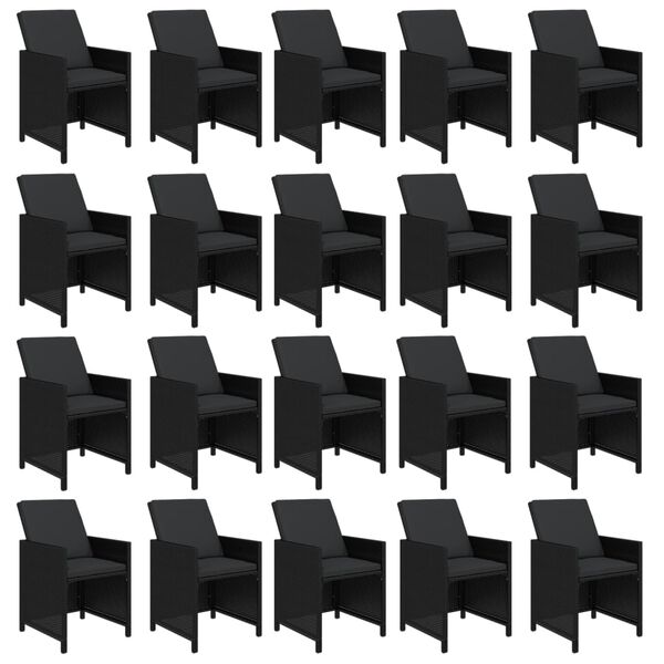 vidaXL 21-cz. zestaw mebli ogrodowych z poduszkami, polirattan, czarny