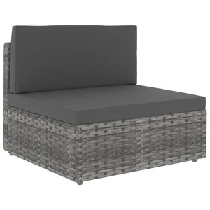 vidaXL Modułowe siedzisko środkowe, rattan PE, szare