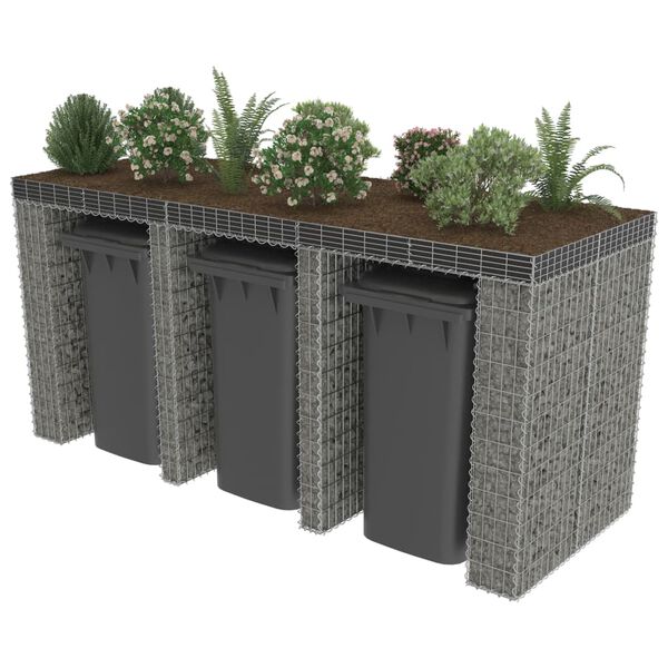 vidaXL Gabionowa osłona kosza na śmieci, stal, 270 x 100 x 130 cm