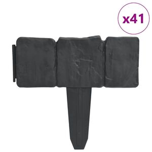 vidaXL Obrzeża trawnikowe stylizowane na kamień, 41 szt., plastik 10 m