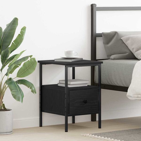 vidaXL Szafka Nocna Czarny Dąb 34 x 36 x 50 cm Materiał drewnopochodny