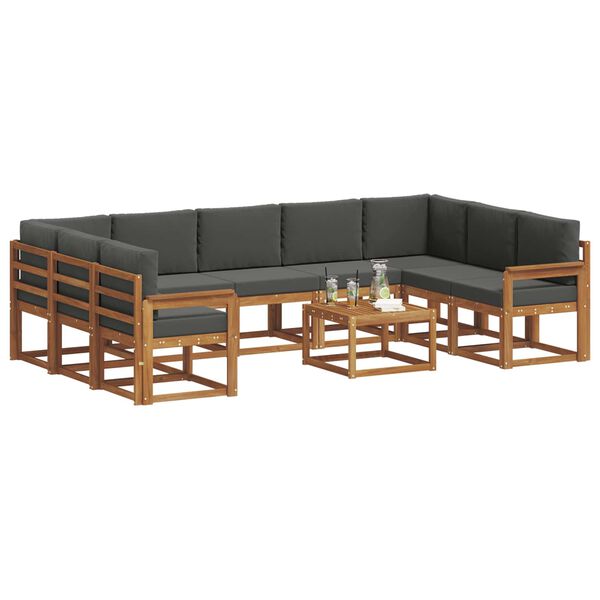 vidaXL Zestaw sof na zewnątrz 10 pcs Naturalny i Antracytowy