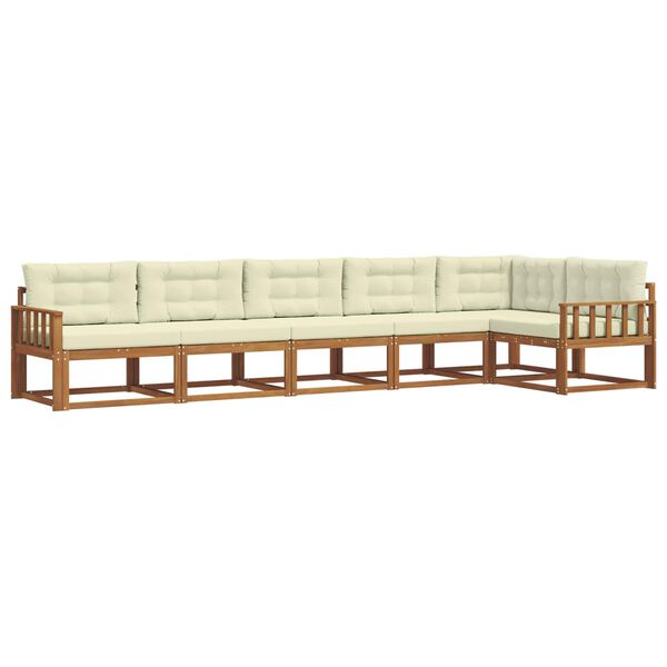 vidaXL Zestaw sof na zewnątrz z poduszką 6 pcs Naturalny i Kremowy