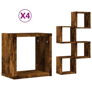 vidaXL P&oacute;łki ścienne 4 szt. Dąb wędzony 26 x 15 x 26 cm