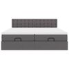 vidaXL Ł&oacute;żko otomana z materacami i LED, szara, 160x200cm, ekosk&oacute;ra