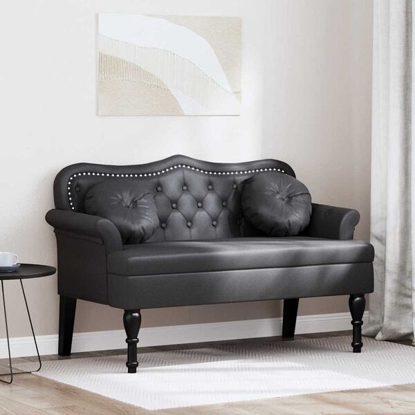 vidaXL Fotel Chesterfield Czarny 120,5 x 65 x 75 cm Sk&oacute;ra ekologiczna