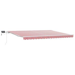 vidaXL Markiza wysuwana Czerwony i Biały 450 &times; 300 cm