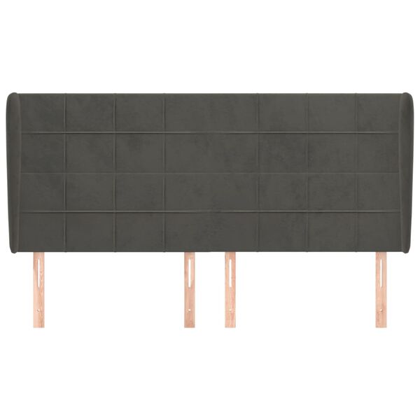 vidaXL Zagłówek uszak, ciemnoszary, 203x23x118/128 cm, aksamit