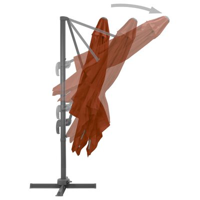 vidaXL Wiszący parasol na słupku aluminiowym, terakotowy, 300x300 cm