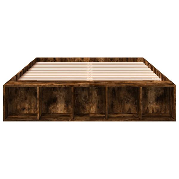 vidaXL Rama ł&oacute;żka, przydymiony dąb, 150x200cm, materiał drewnopochodny