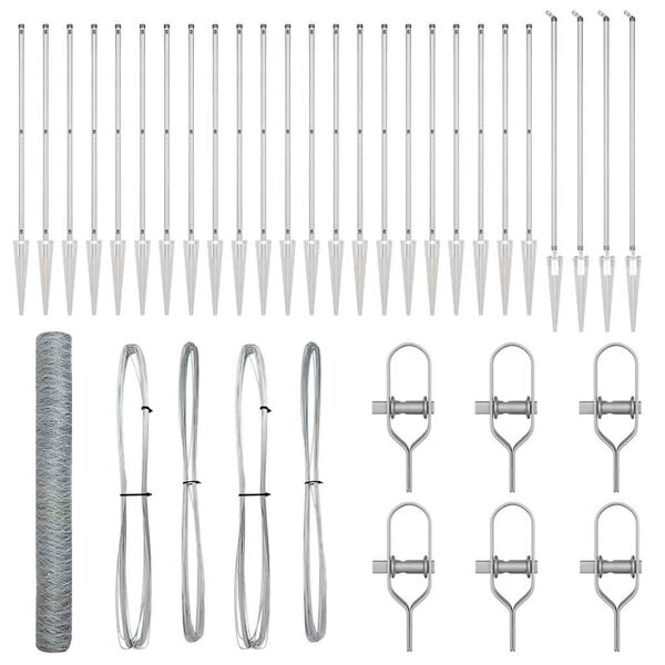 vidaXL Słupek ogrodzeniowy. Srebrny 50 x 1,4 m (siatka 50 mm) Stal