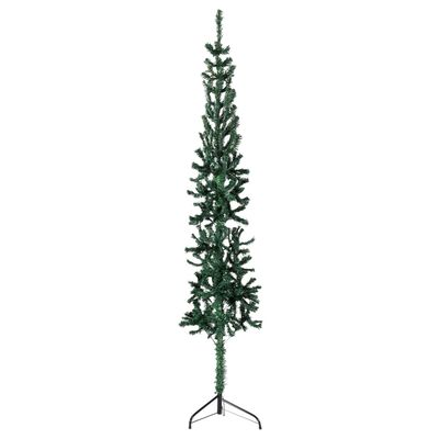 vidaXL Smukła choinka połówka ze stojakiem, sztuczna, zielona, 120 cm