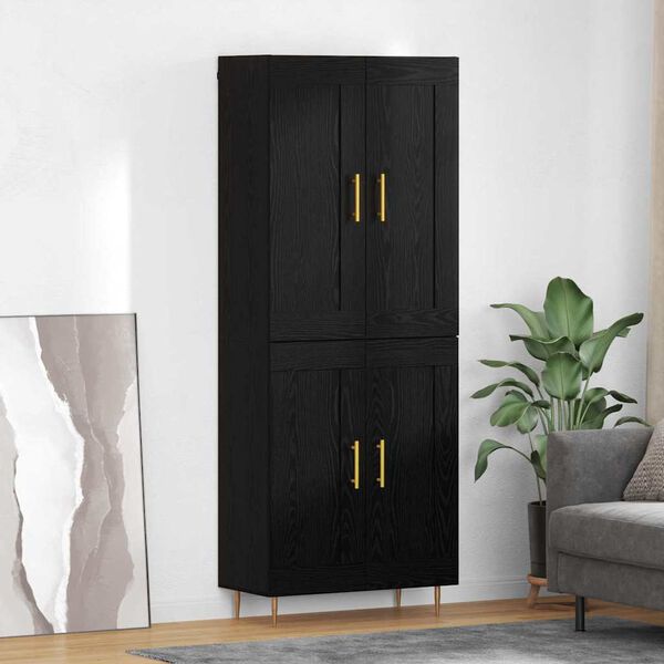 vidaXL Highboard Czarny Dąb 69,5 x 34 x 180 cm Materiał drewnopochodny
