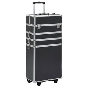 vidaXL W&oacute;zek na akcesoria do makijażu, aluminiowy, czarny