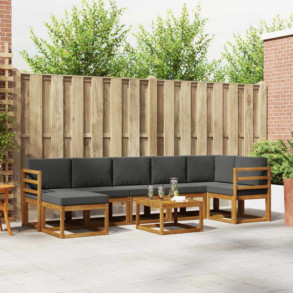 vidaXL Zestaw sof na zewnątrz z poduszką 8 pcs Naturalny i Antracytowy