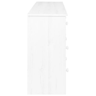 vidaXL Komoda z 7 szufladami, biała, 113x35x73 cm, lite drewno sosnowe